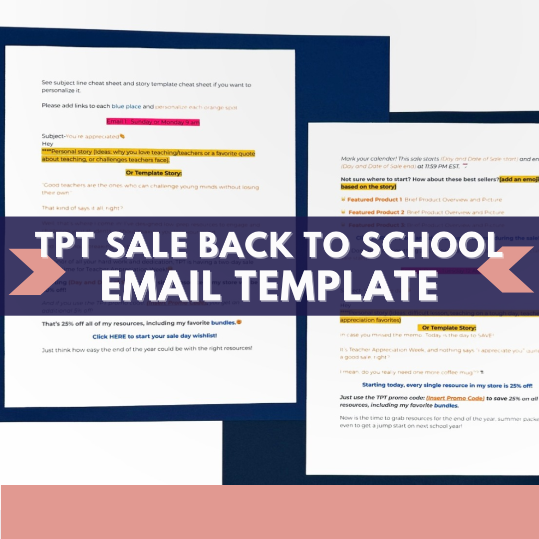 Back to School TPT Sale Email Templates